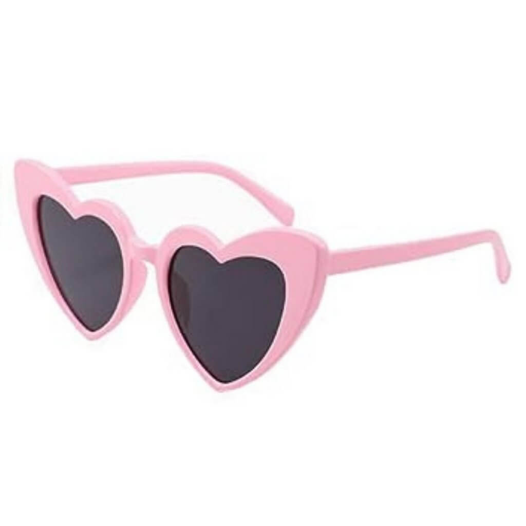 Pink Frame Black Lense Heart Shaped Sunglasses