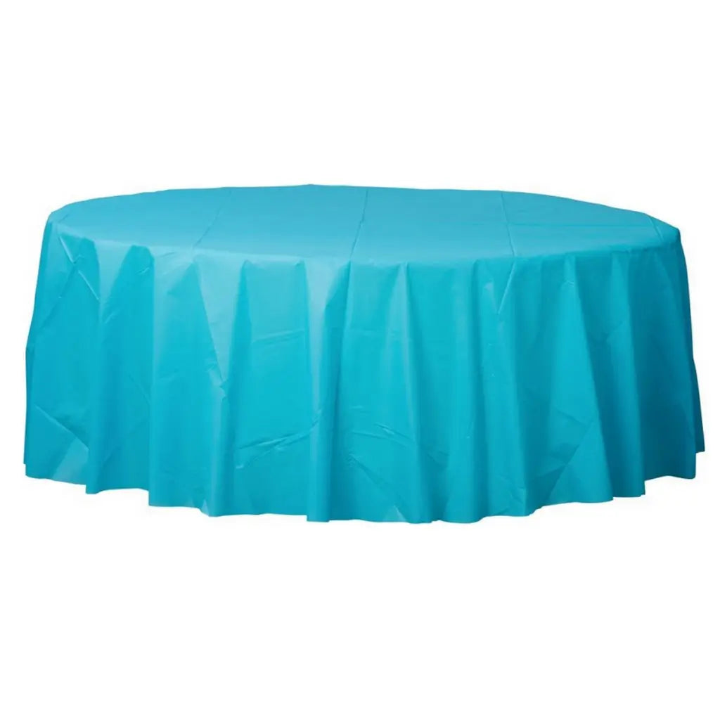 Plastic Round Tablecover - Caribbean Blue