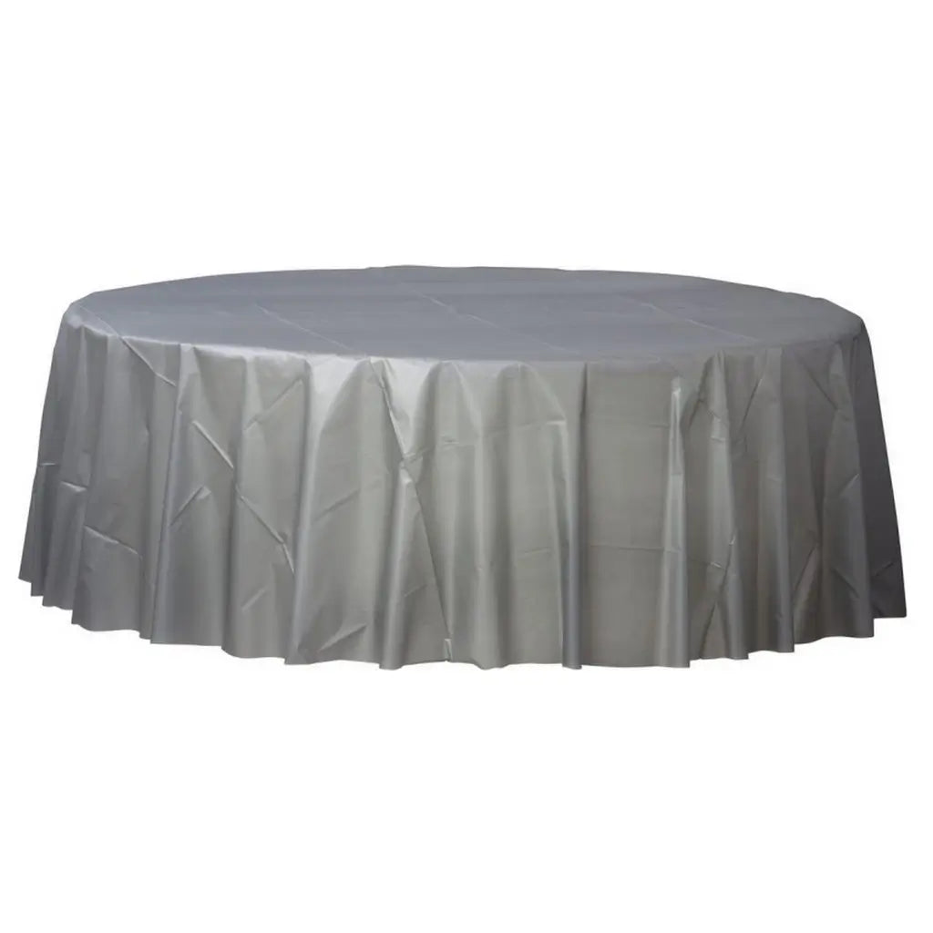 Plastic Round Tablecover - Silver