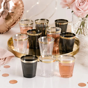 Black gold rim and clear party shot cups