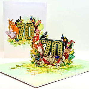 Australian animal 70th birthday 3D pop up card