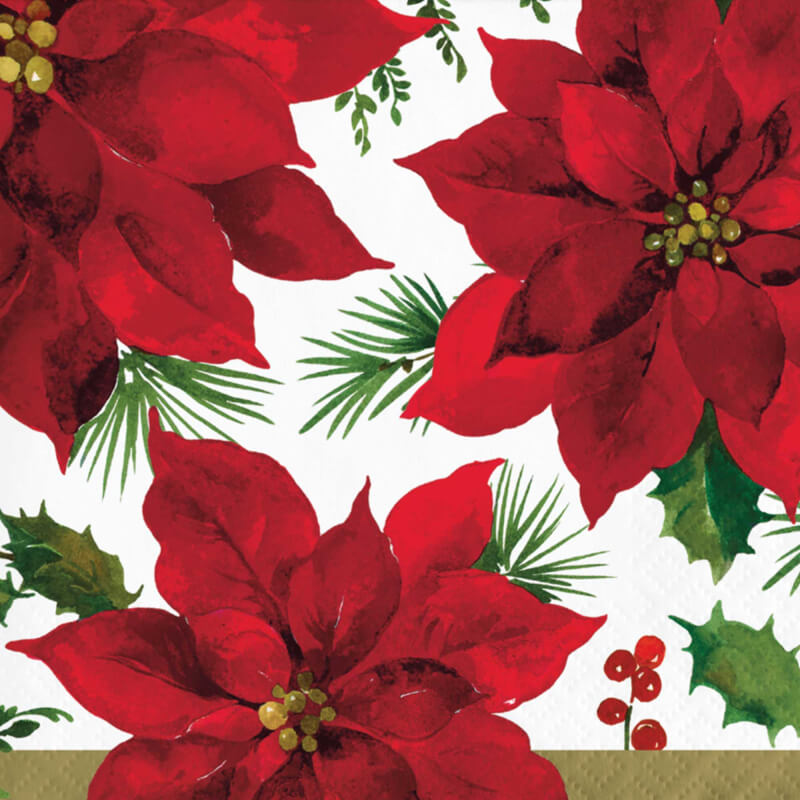 Posh Poinsettia Beverage Napkins 16pk