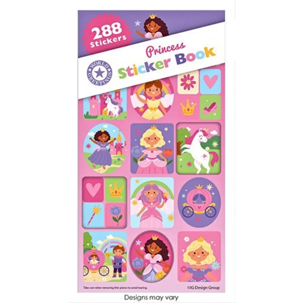 Pretty Princess sticker book with 288 colourful princess and unicorn stickers for party bags, crafts, rewards and magical birthday parties