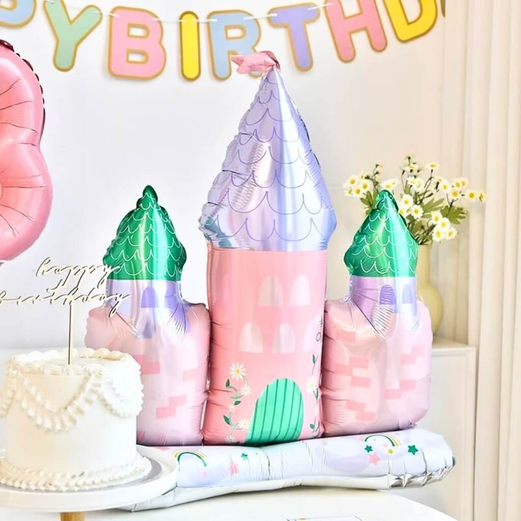 Self-standing princess castle foil balloon for fairy tale party décor