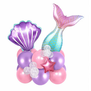 Mermaid party balloon bundle with tail and seashell