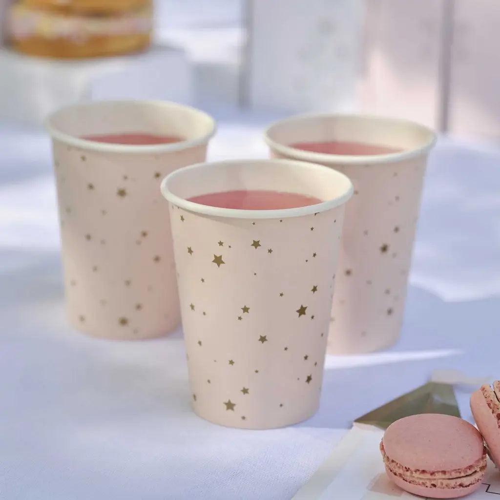 Princess Party Gold & Star Paper Cups 8pk