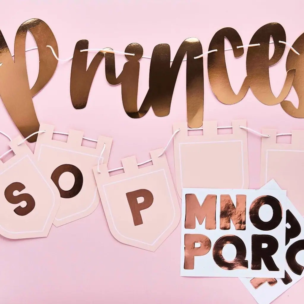 Customisable Little Princess card banner with stickers for girls’ parties