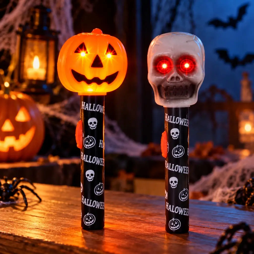 Halloween blinking torches in pumpkin and skull designs