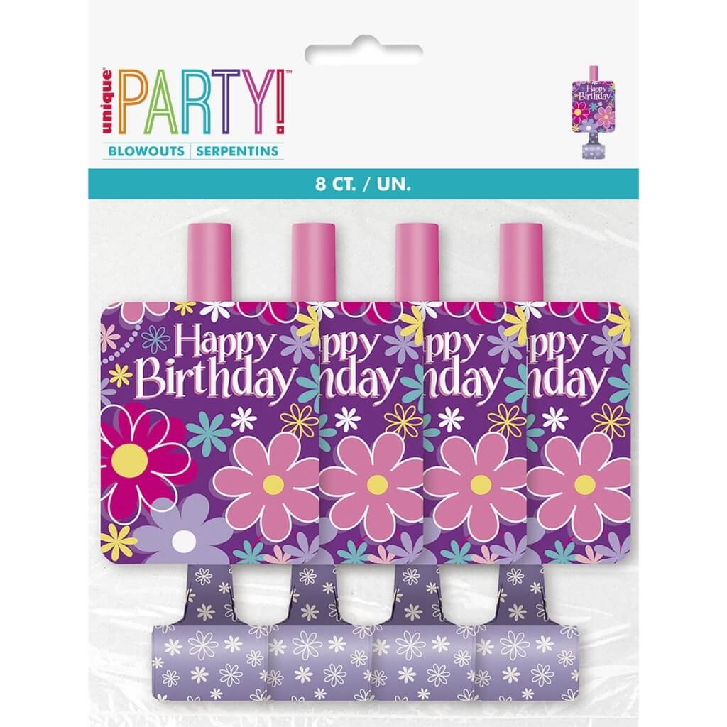 Purple Birthday Blossoms Blowouts 8pk