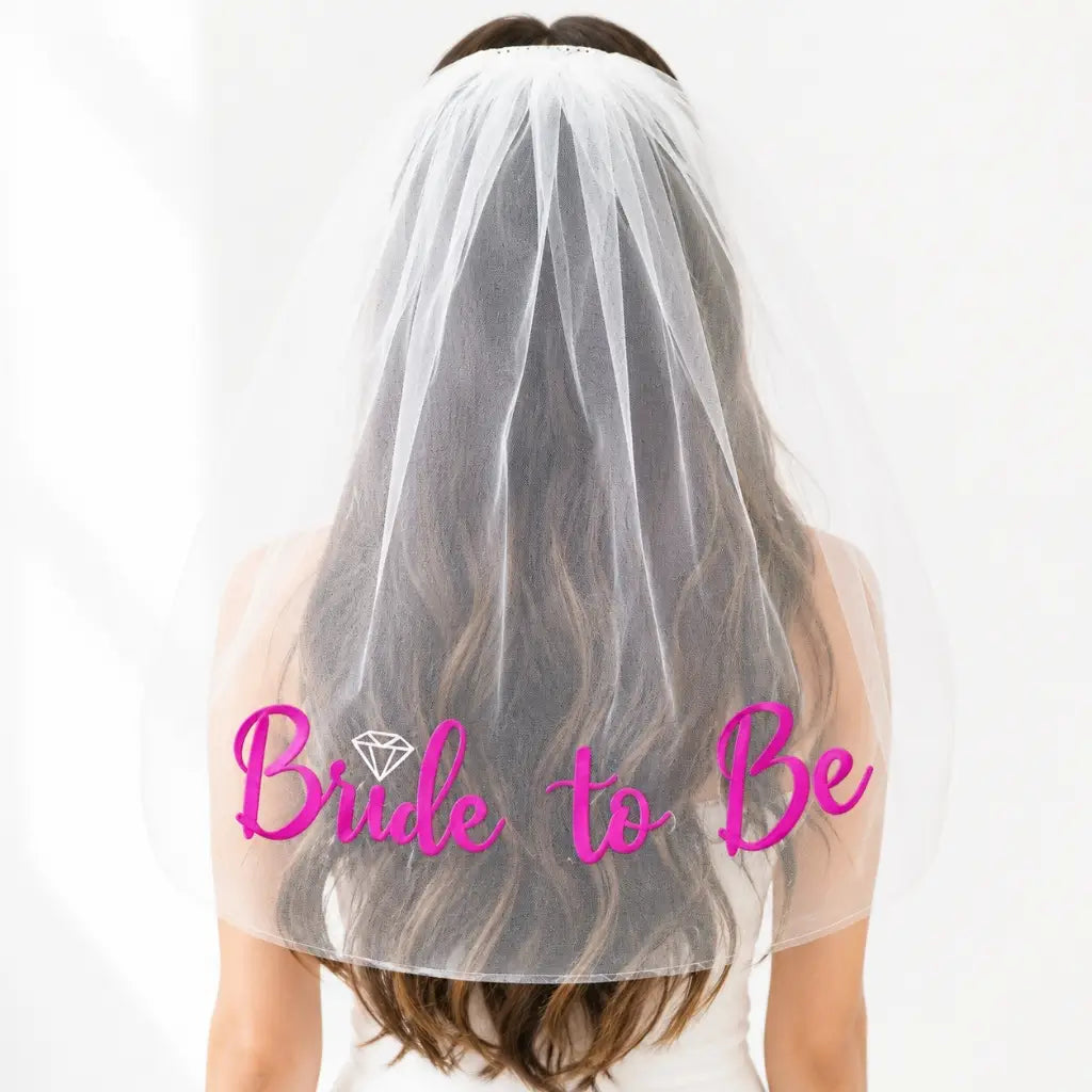 Purple Foiled 'Bride To Be' Wedding Veil