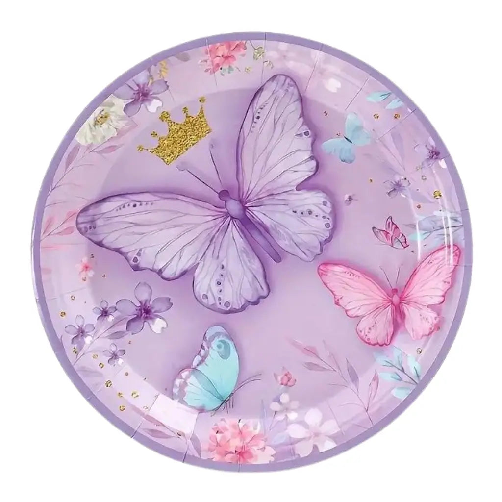 Large Purple Butterfly Paper Plates 23cm 10pk