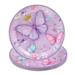 Large Purple Butterfly Paper Plates 23cm 10pk