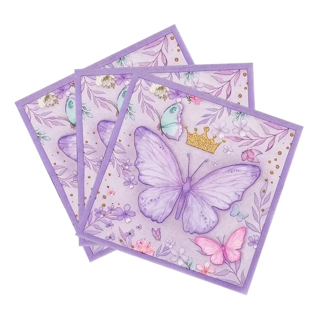 Purple Butterfly Lunch Napkins 20pk