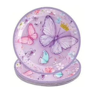 Small Purple Butterfly Paper Plates 18cm 10pk