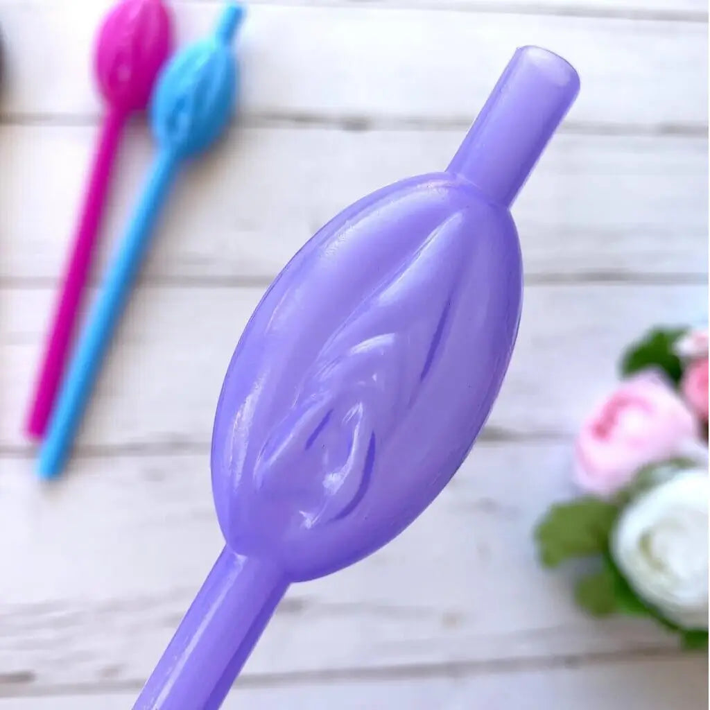 Purple Naughty Hen Party Pussy Straws 10pk