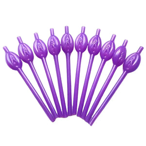 Purple Naughty Hen Party Pussy Straws 10pk