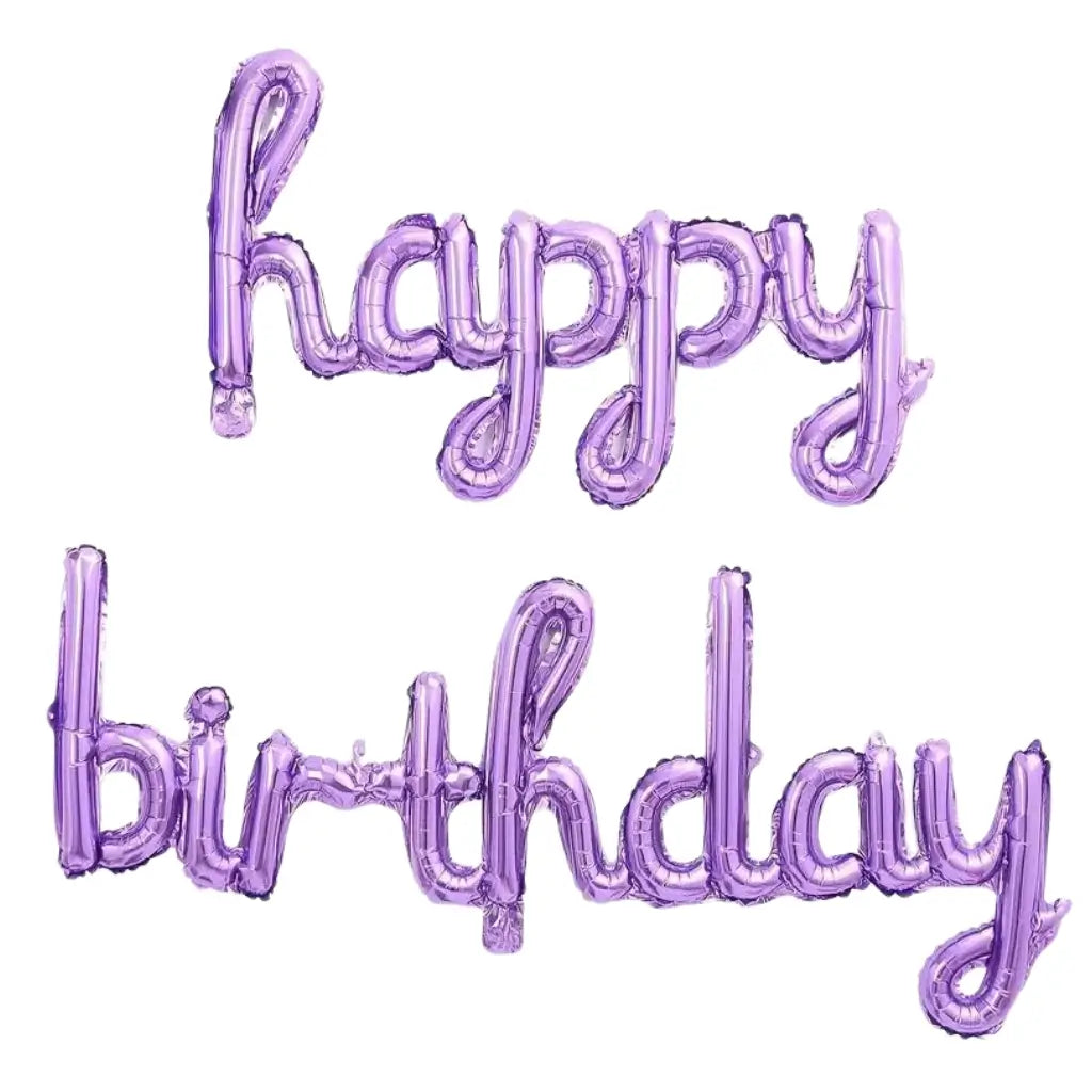 Purple 'happy birthday' Script Balloon Banner Set