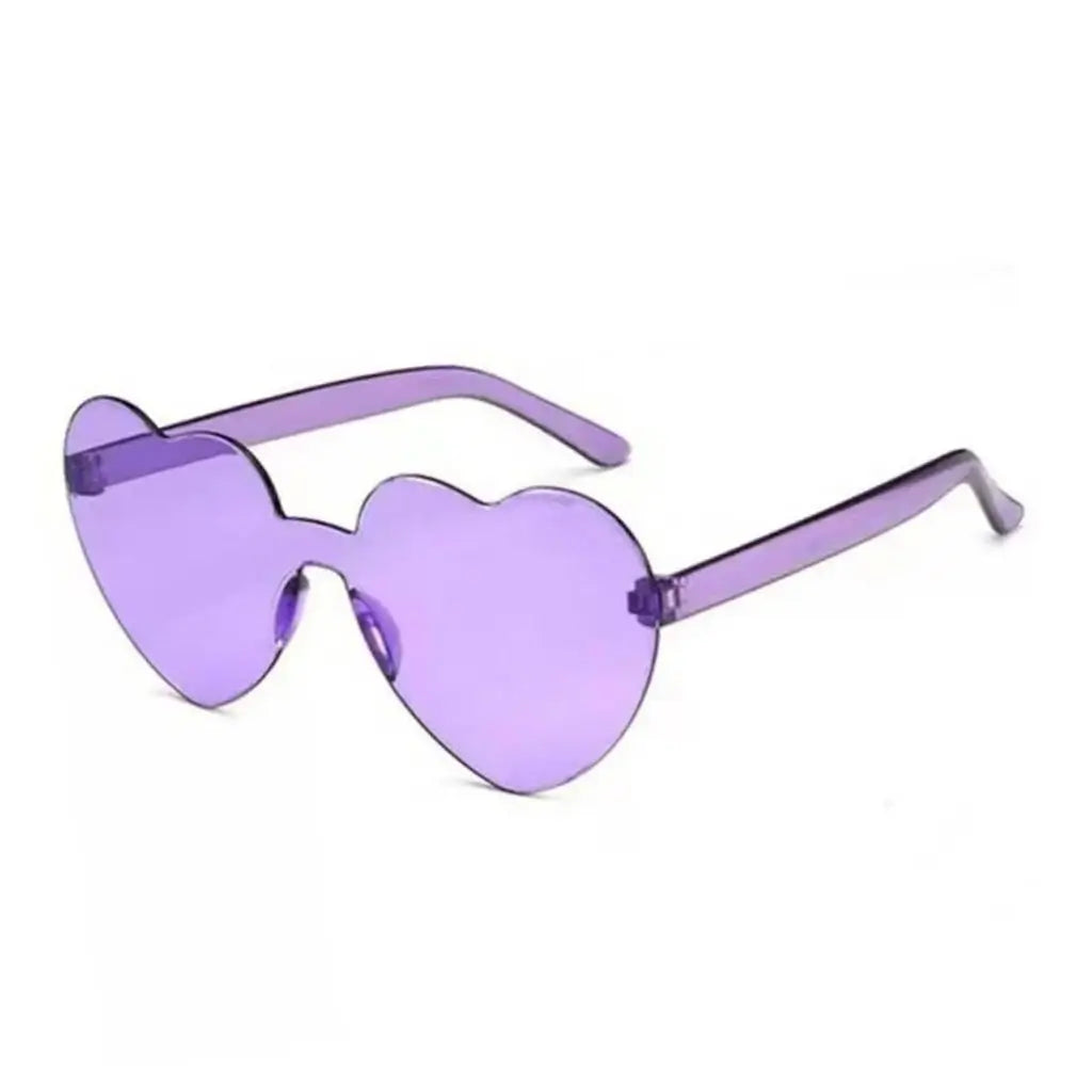Transparent Purple Love Heart Rimless Party Sunglasses Adult Eyewear