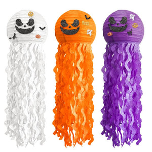 Large Purple Creepy Ghost with Tassels Halloween Lantern party decorations