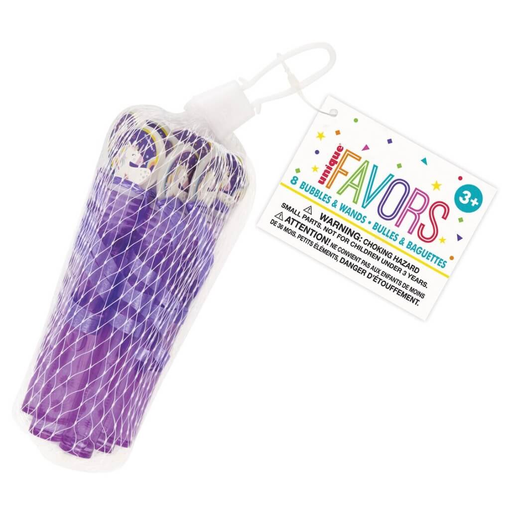 Purple Spring Daisy Bubbles & Wands 8pk floral fairy birthday party favours