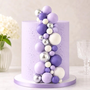 Purple Lilac White Silver Cake Decoration Balls