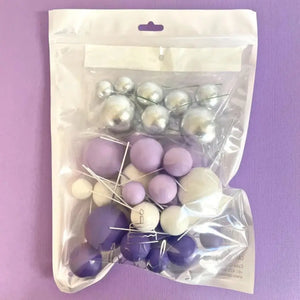Purple and Silver Cake Decorating Balls for Birthdays