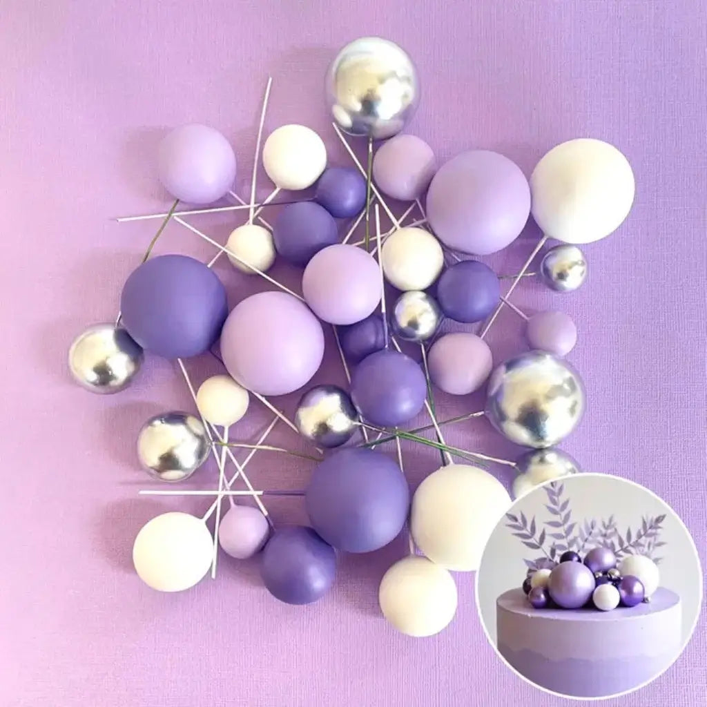 Foam Ball Cake Topper Set for Purple Theme Cakes