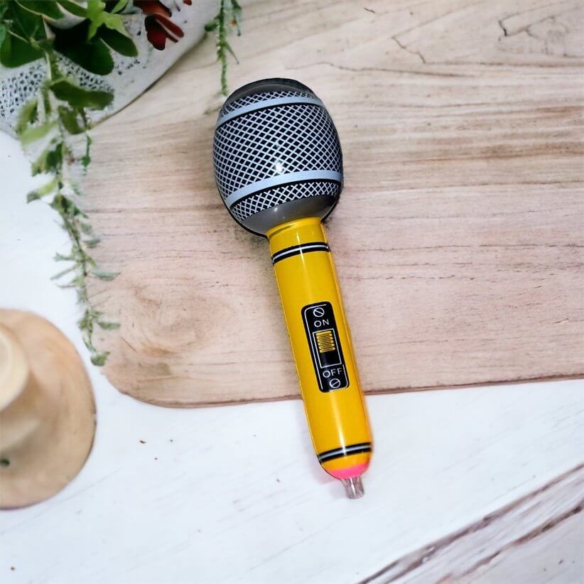 PVC Inflatable Microphone Musical Rock Instrument - Yellow