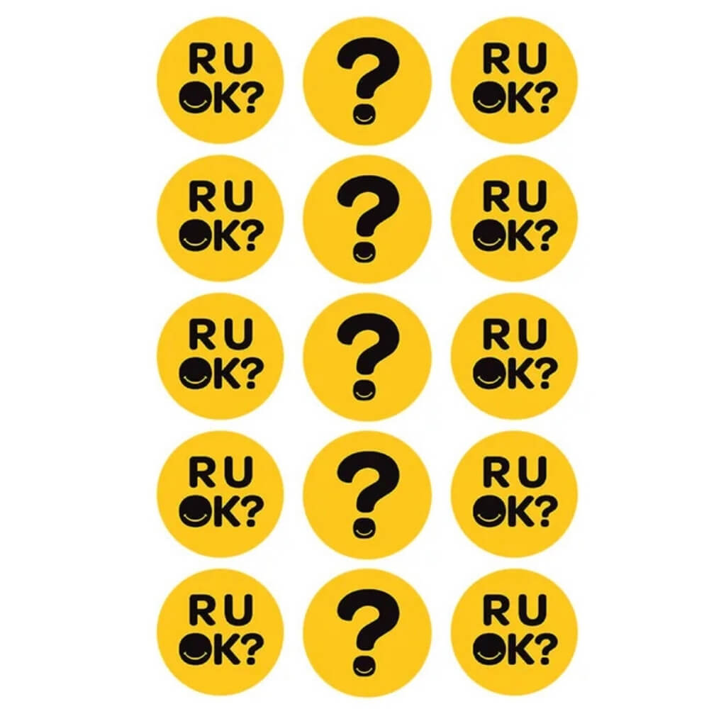 R U OK? Day edible cupcake toppers with 15 pre-cut 5cm icing images.