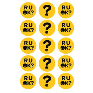 R U OK? Day edible cupcake toppers with 15 pre-cut 5cm icing images.