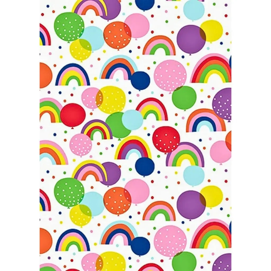 Rainbow balloon wrapping paper colourful design