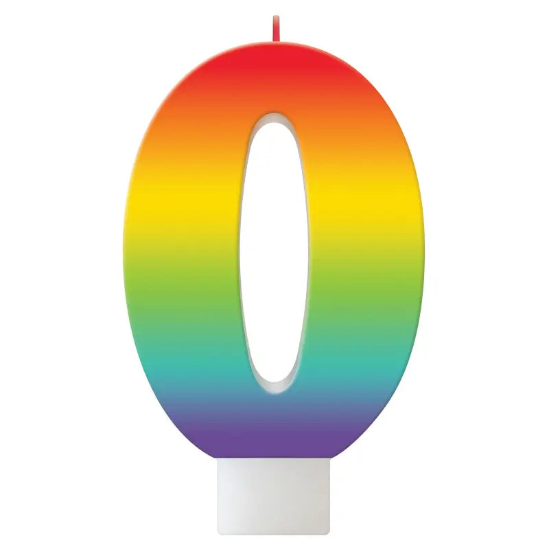 Birthday Celebration Rainbow Number 0 Candle