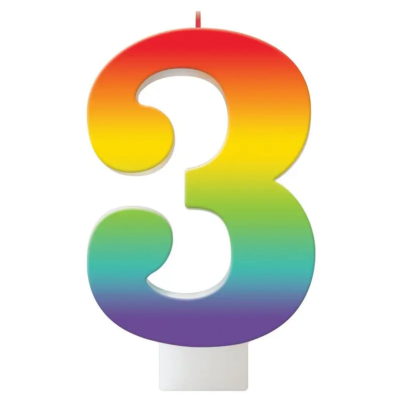 Birthday Celebration Rainbow Number 3 Candle