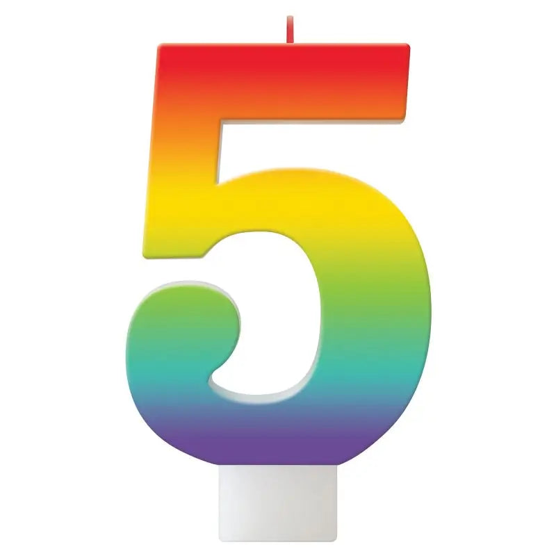 Birthday Celebration Rainbow Number 5 Candle