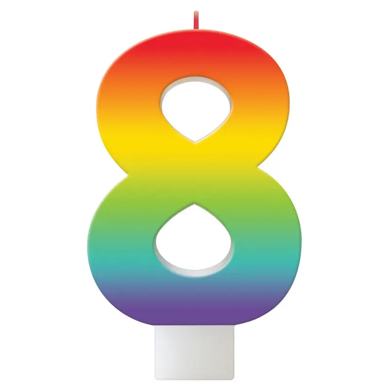 Birthday Celebration Rainbow Number 8 Candle