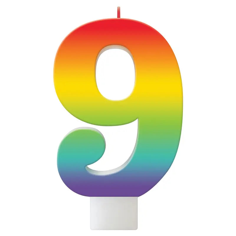 Birthday Celebration Rainbow Number 9 Candle
