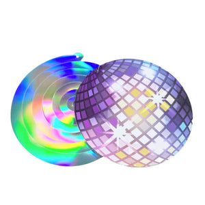 Rainbow Diso Ball Spiral Swirls 6pk Hanging decorations