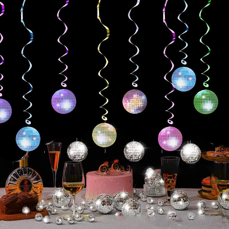 Rainbow Diso Ball Spiral Swirls 6pk