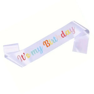 Rainbow It's My Birthday Fabric Sash