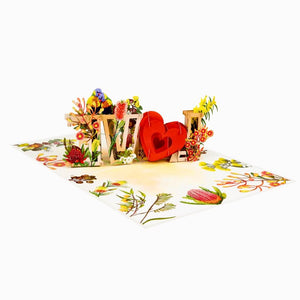 Rainbow Lorikeet LOVE Birds with Australian Native Flowers 3D Pop Up Greeting Card