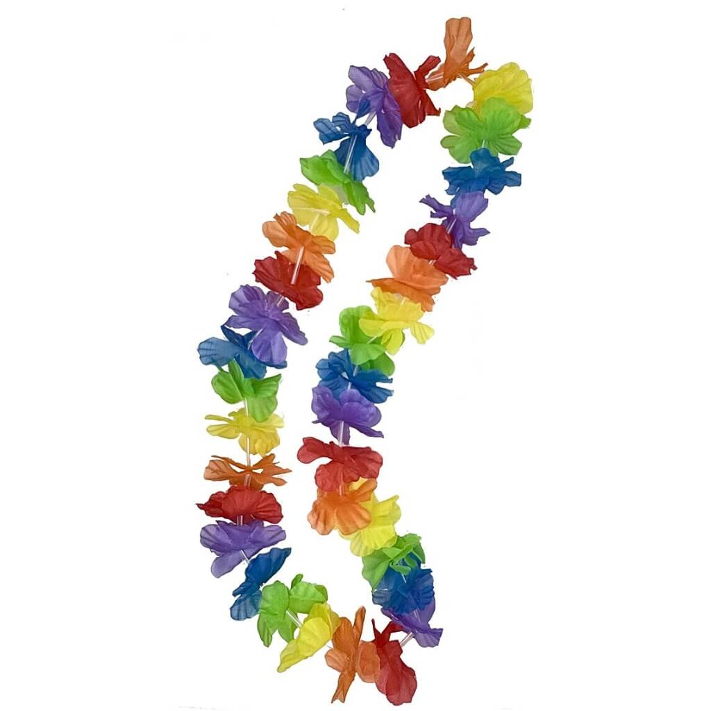 Rainbow Hawaiian flower lei necklace