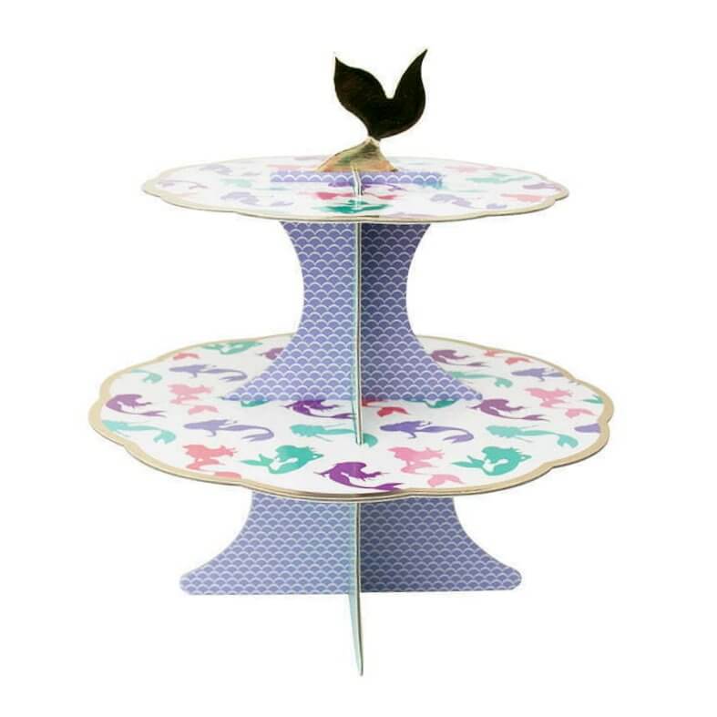 Rainbow Mermaid 2 Layer Paper Cake Stand
