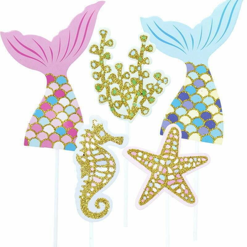 Rainbow Mermaid Cupcake Picks 5 Pack