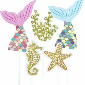 Rainbow Mermaid Cupcake Picks 5 Pack