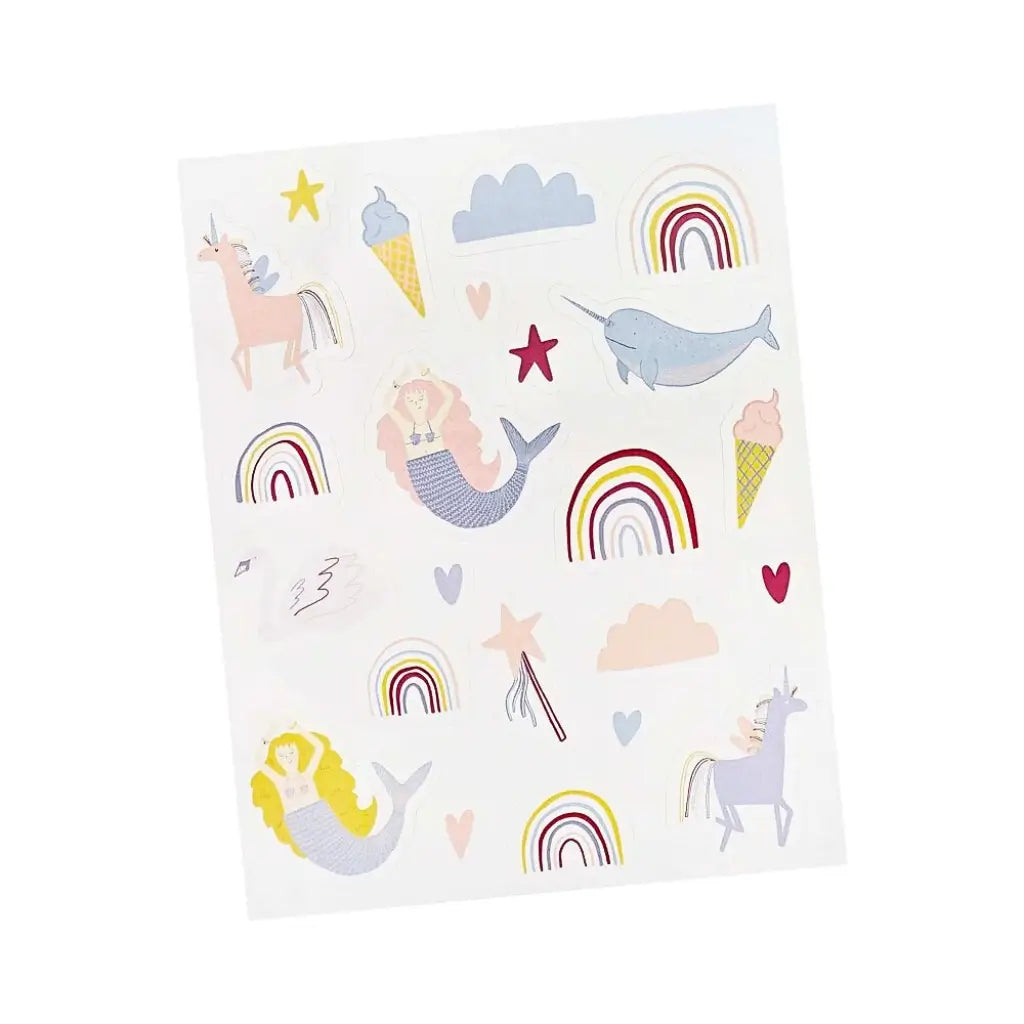 Pastel rainbow sticker sheets ideal for party bags, scrapbooks and birthday crafts