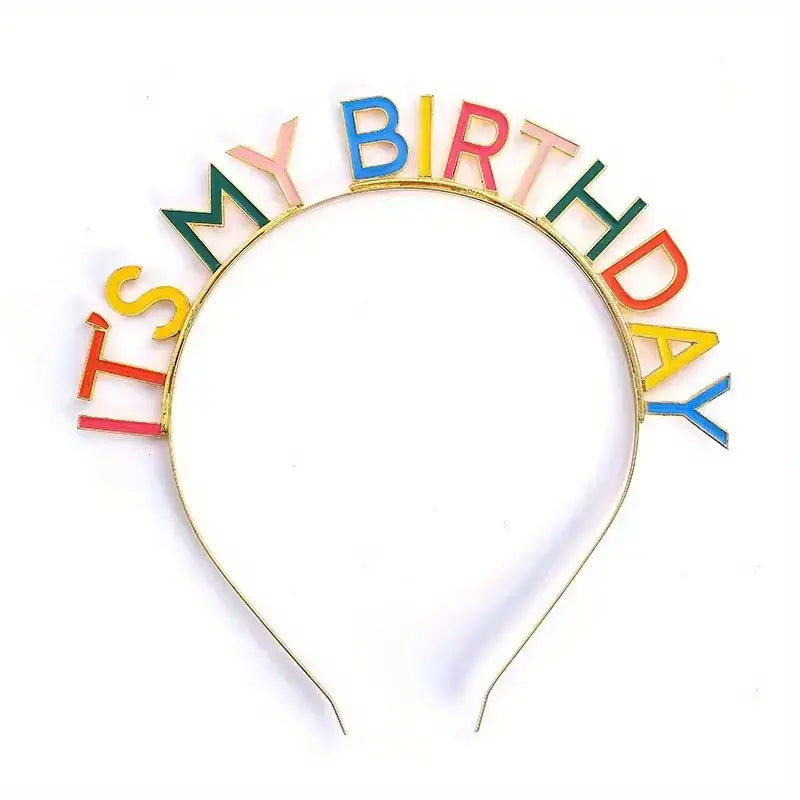 Rainbow It's My Birthday Metal Headband