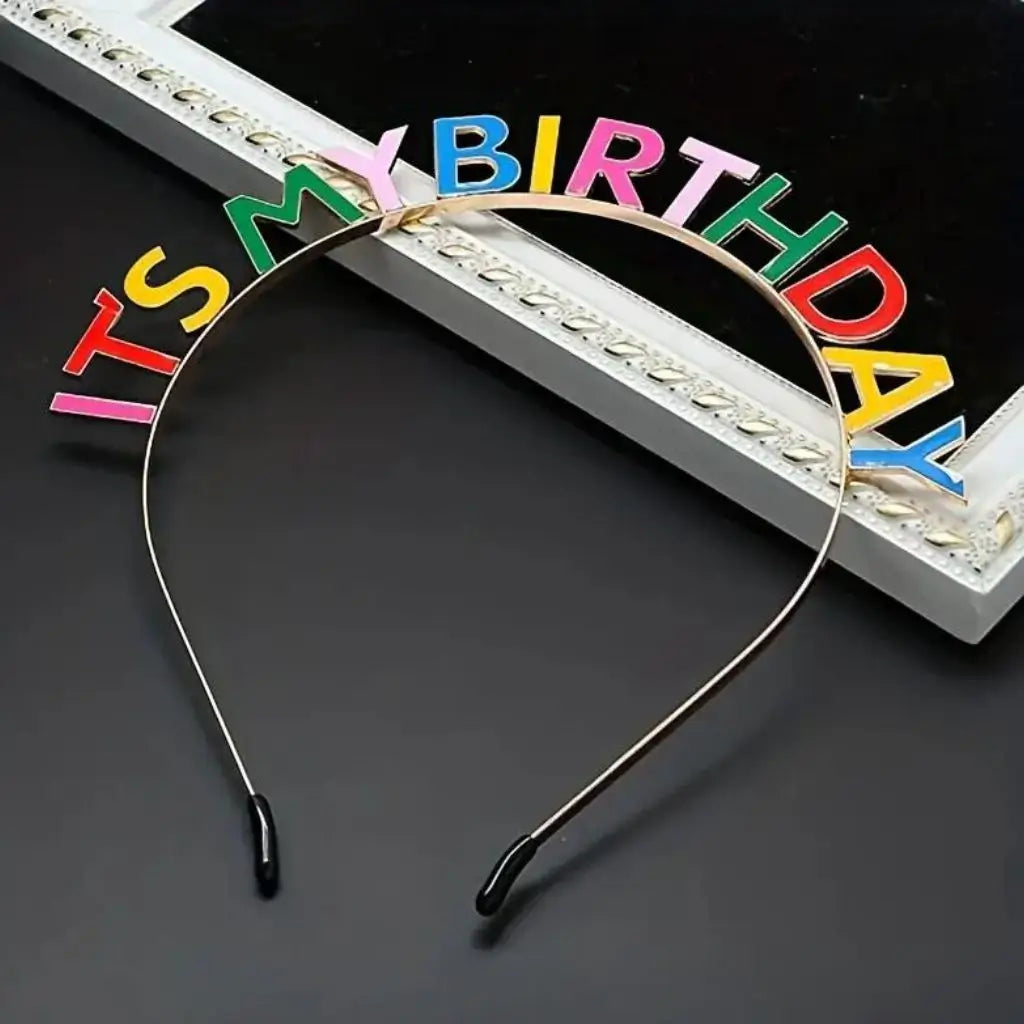 Rainbow It's My Birthday Metal Headband