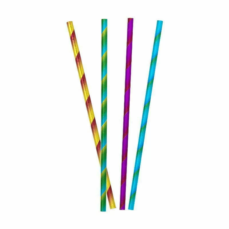 Pack of 20 Rainbow Striped Paper Straws.
