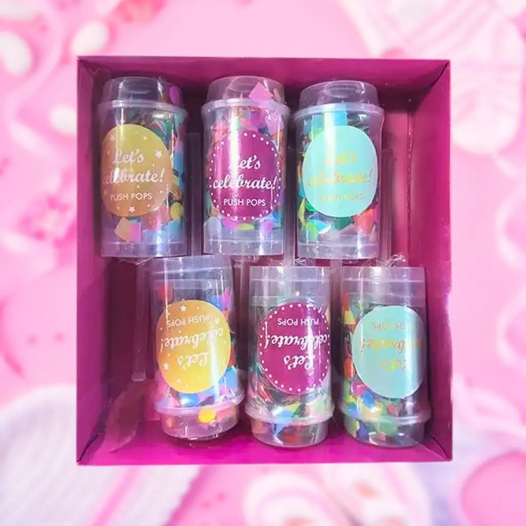 Rainbow Confetti Push Pops 6pk