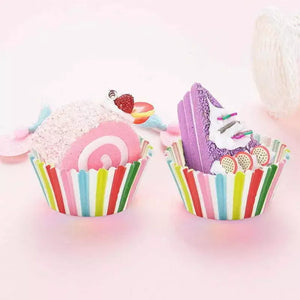 Rainbow Striped Cupcake Cups 75pk